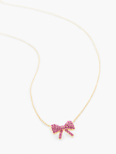 Shop Talbots Mignonne Gavigan For  Pink Bow Necklace - Fuchsia Pink/gold - 001 In Fuchsia Pink,gold