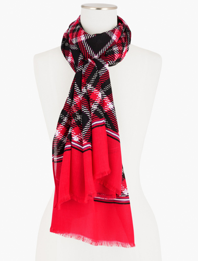 Talbots Nutcracker Plaid Oblong Scarf - Red - 001  In Red
