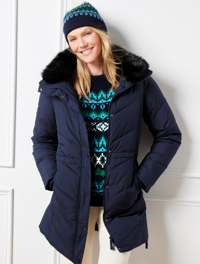 Shop Talbots Plus Size - Down Alternative Hooded Faux Fur Parka - Blue - 3x