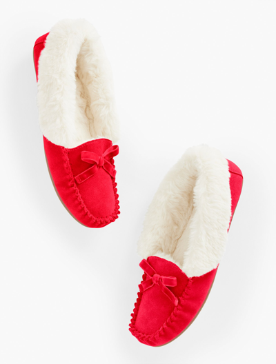 Shop Talbots Ruby Faux Fur Cuff Moccasins Shoes - Suede - Red - 10m