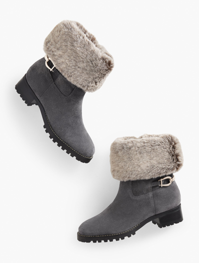 Shop Talbots Tish Foldover Boots - Suede - Kendall Grey - 7m