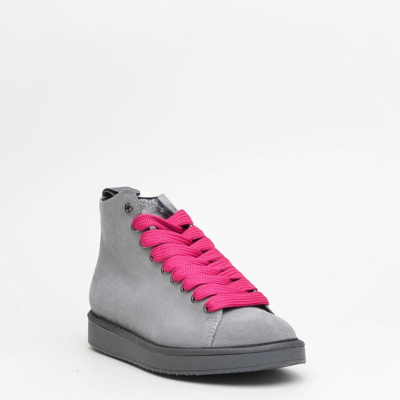 Shop Pànchic Ankle Boot In Gray And Fuchsia Suede In Grey