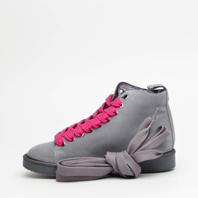 Shop Pànchic Ankle Boot In Gray And Fuchsia Suede In Grey