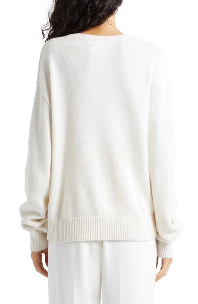 Shop Cinq À Sept Beaded Wool & Cashmere Blend Sweater In Ivory/ Silver