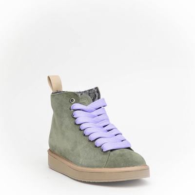 Shop Pànchic Ankle Boot In Green And Lilac Suede