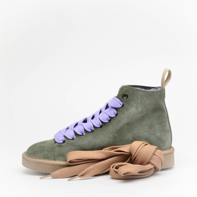 Shop Pànchic Ankle Boot In Green And Lilac Suede