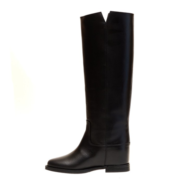 Shop Via Roma 15 Black Leather Boot V Faceted