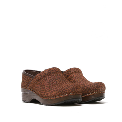 Shop Dansko Mini Leopard Print Suede Clog In Brown