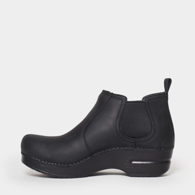 Shop Dansko Ankle Boot With Side Elastics In Black Oiled Leather