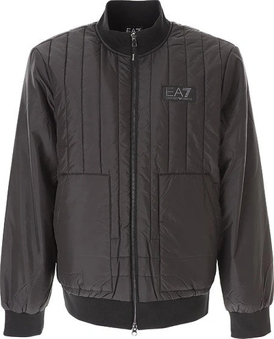 Shop Emporio Armani Black Bomber Jacket In Grey