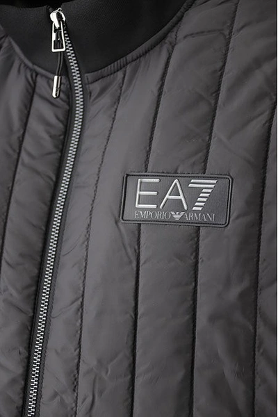 Shop Emporio Armani Black Bomber Jacket In Grey