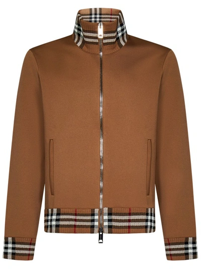 Shop Burberry Double-face Viscose Blend Track Jacket In Brown