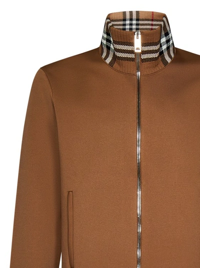 Shop Burberry Double-face Viscose Blend Track Jacket In Brown
