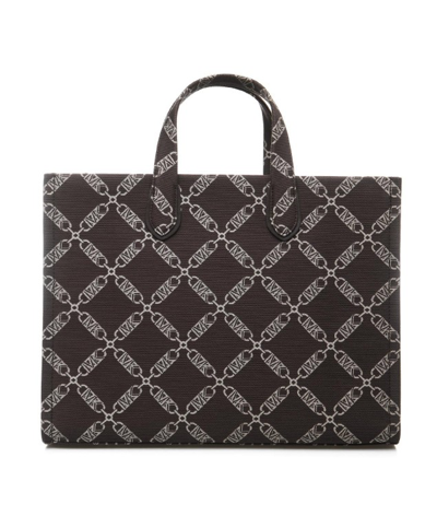 Shop Michael Kors Gigi Brown Shopper With Logo Print