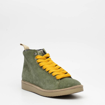 Shop Pànchic Green And Yellow Suede Ankle Boot In Grey