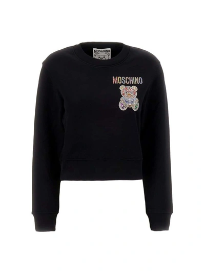 Shop Moschino Black Cropped Sweatshirt