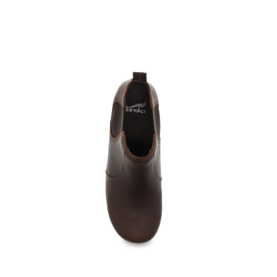 Dansko Ankle Boot With Side Elastics In Black Oiled Leather In Brown