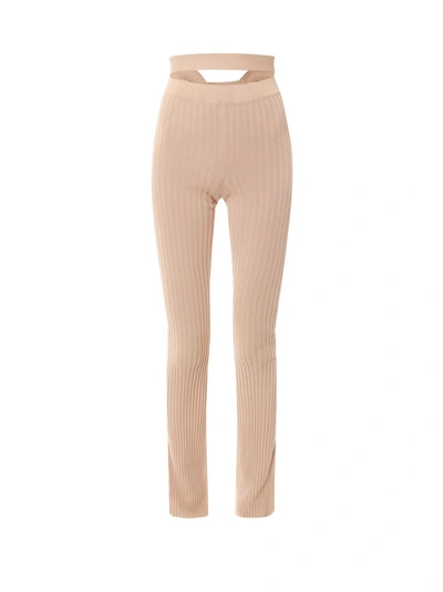 Shop Andreädamo Ribbed Knit Trouser In Neutrals
