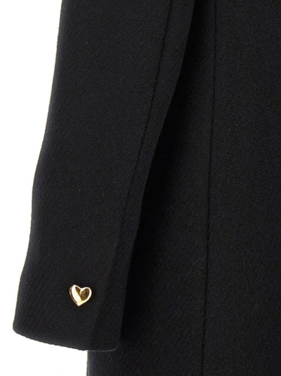 Shop Moschino Heart-shaped Buttons Black Coat