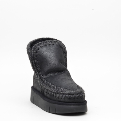 Shop Mou Eskimo Ankle Boot In Black Sheepskin And Leather