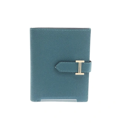 Béarn leather wallet Hermès Blue in Leather - 33643603