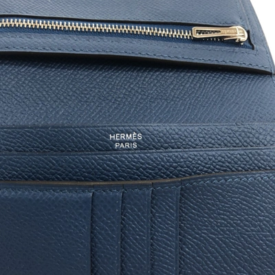 Hermès Béarn Wallet in Blue Leather – Fancy Lux