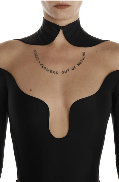 Shop Mugler Illusion Off The Shoulder Bodysuit In Black/ Beige