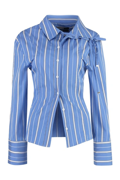 Shop Jacquemus Ruban Striped Shirt In Blue