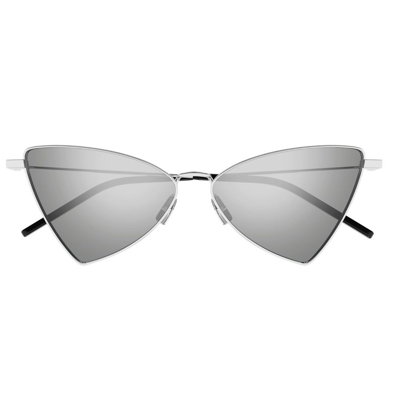 Shop Saint Laurent Eyewear Geometric Frame Sunglasses In Silver