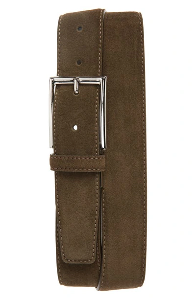 Shop Canali Suede Calfskin Leather Belt In Green