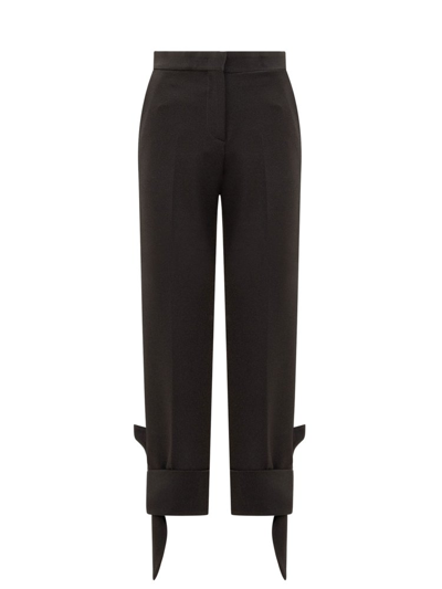 Shop Msgm Tied Fastened Ankles Stretched Trousers In Black
