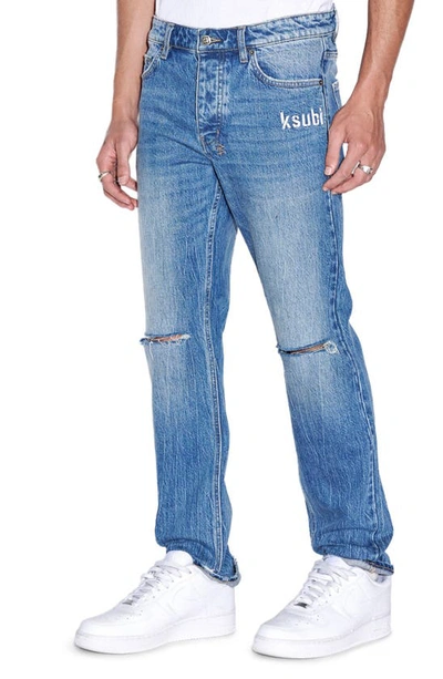 Shop Ksubi Hazlow Notorious Kulture Ripped Straight Leg Jeans In Denim