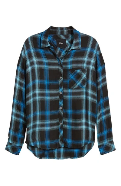 Shop Rails Hunter Plaid Button-up Shirt In Black Aqua Blue