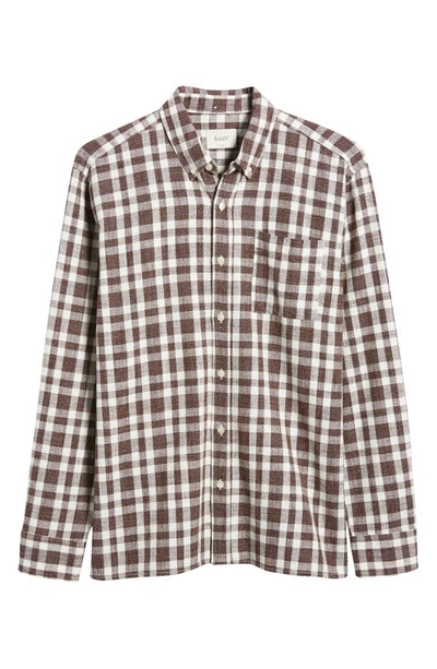 Shop Forét Drift Plaid Cotton Button-down Shirt In Deep Brown Check