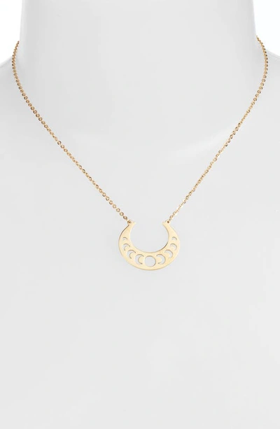 Shop Knotty Crescent Pendant Necklace In Gold Open Crescent