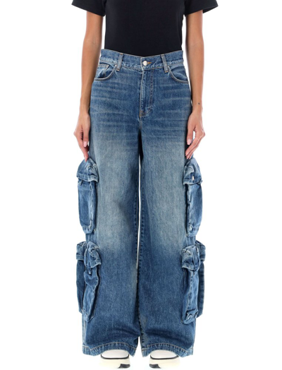 Shop Amiri Baggy Cargo Jeans In Blue