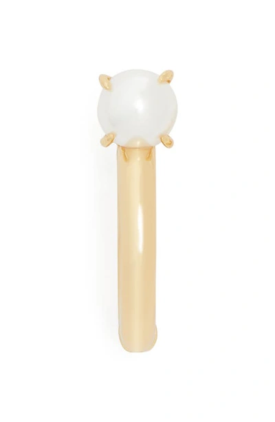 Shop Kate Spade Imitation Pearl Chunky Hoop Earrings In White Gold.