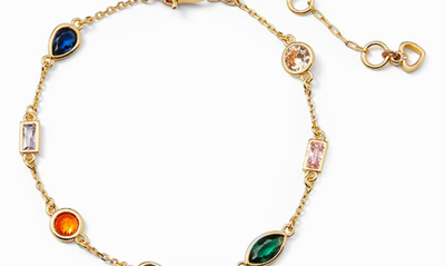 Shop Kate Spade Cubic Zirconia Station Delicate Bracelet In Gold Multi
