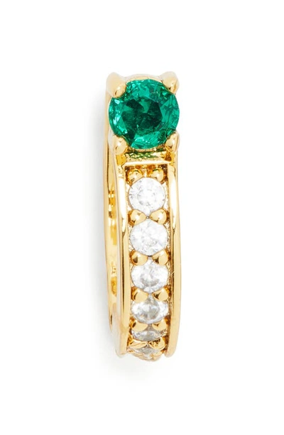 Shop Kate Spade Cubic Zirconia Huggie Earrings In Emerald.
