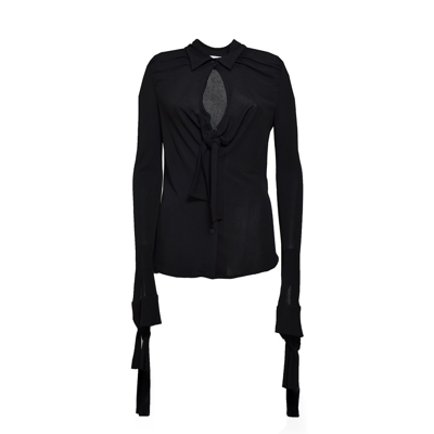 Shop Msgm Draped Cut Out Detailed Shirt In Black