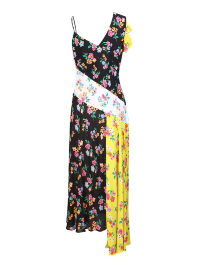 Shop Msgm Allover Printed Asymmetric Hem Dress In Multi