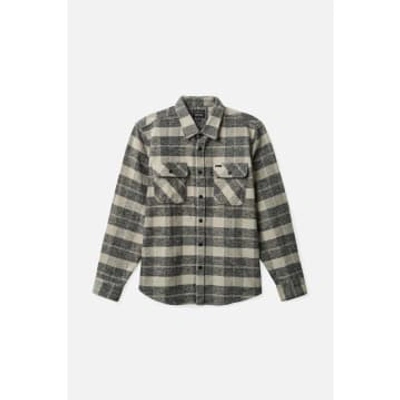 Shop Brixton Bowery Heavy Weight Flannel In Grey