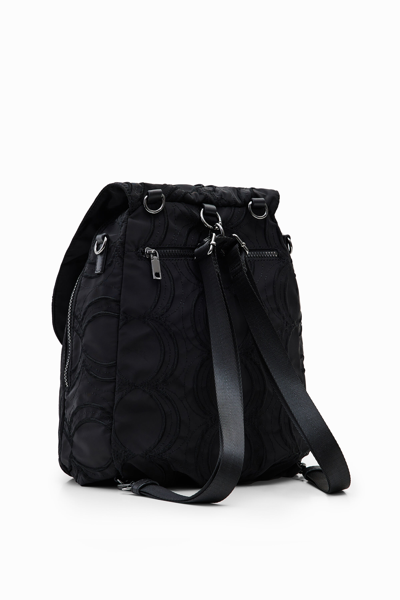Shop Desigual Multi-position Circle Backpack In Black