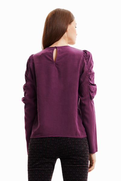 Desigual Woman Blouse Deep Purple Size Xl Tencel Lyocell In Red