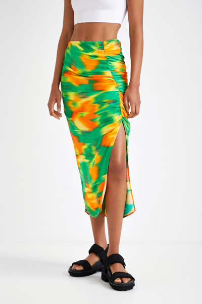 Shop Desigual Slim Midi Skirt With Slit In Green