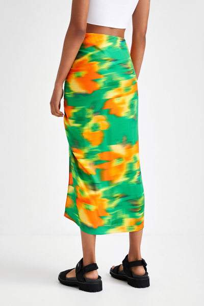 Shop Desigual Slim Midi Skirt With Slit In Green