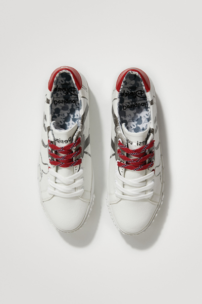 Shop Desigual Mickey Mouse Platform Sneakers In White