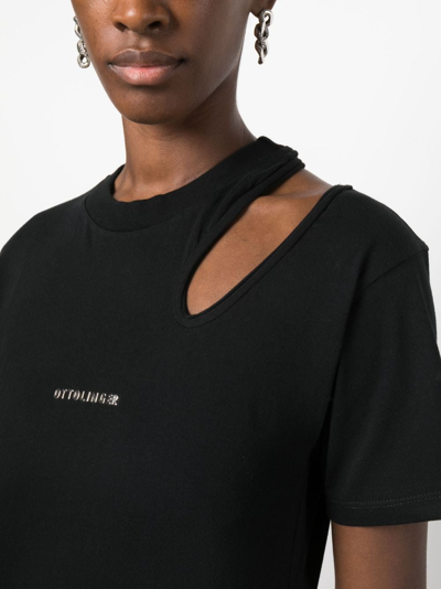Shop Ottolinger Cut-out T-shirt Woman Black In Cotton