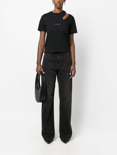 Shop Ottolinger Cut-out T-shirt Woman Black In Cotton