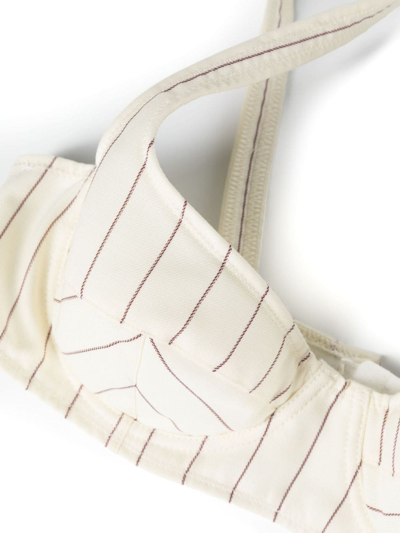 Shop Jean Paul Gaultier Striped Bra Woman White In Polyeter